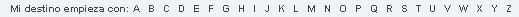 Así luce el buscador de destinos por letra inicial